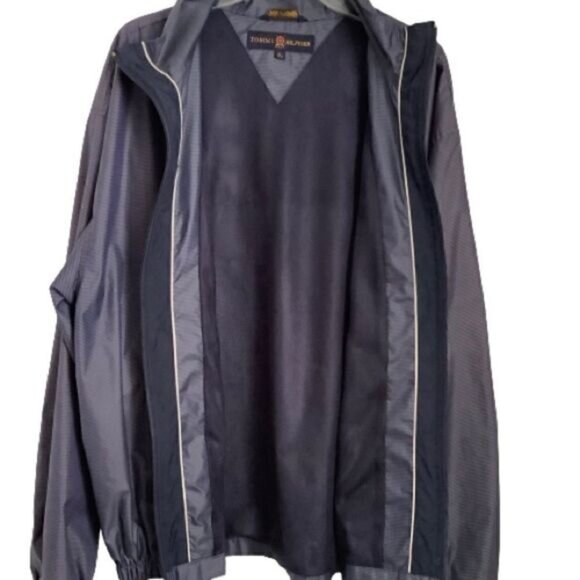 MENS TOMMY HILFIGER NAVY BLUE PINSTRIPED JACKET SIZE XL - Picture 3 of 10